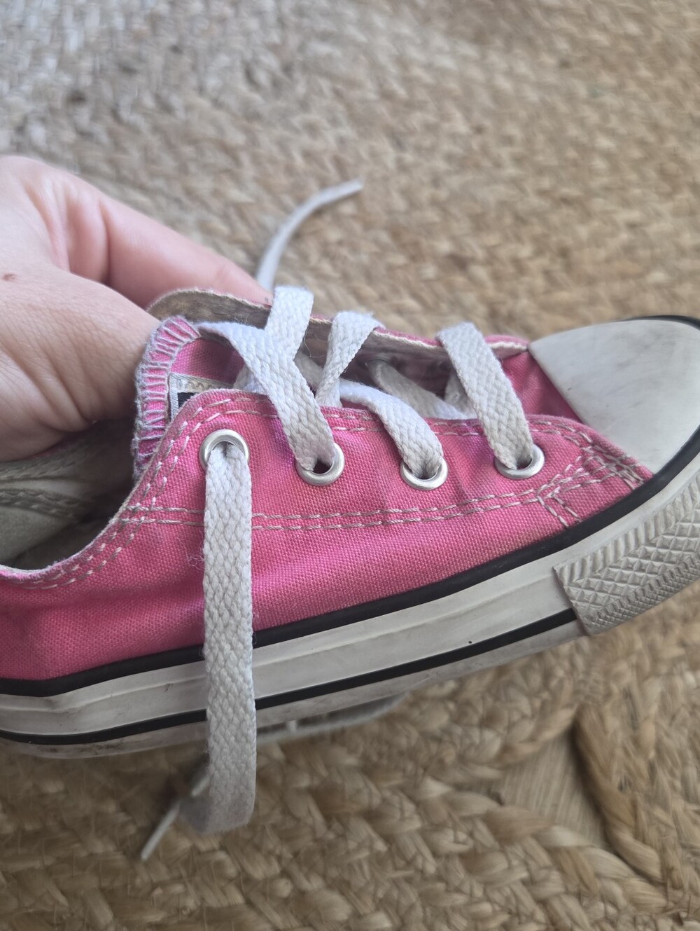 Converse Kids Pink Canvas Sneakers with White Laces Toddler 6 Girls